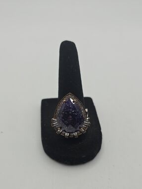 Sterling Silver Teardrop Purple Stone Ring